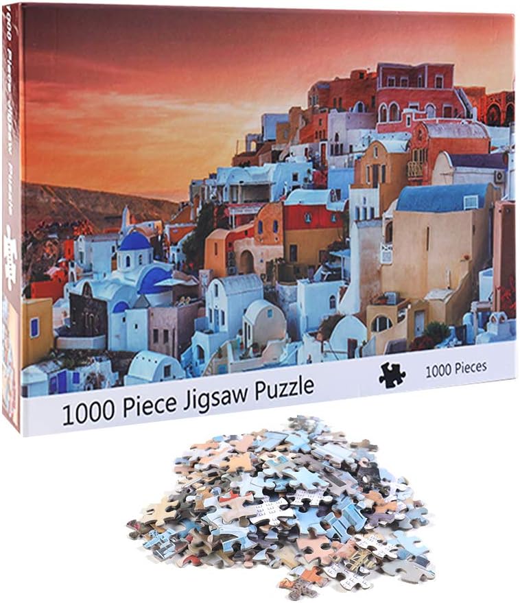 NEILDEN Puzzle for Adults 1000 Piece,Puzzle Art 1000 Pieces,Jigsaw Puzzles Landscapes, Pieces Fit Together Perfectly,Puzzle for Funny Family Games,Home Decoration(Santorini,20x28 inch)