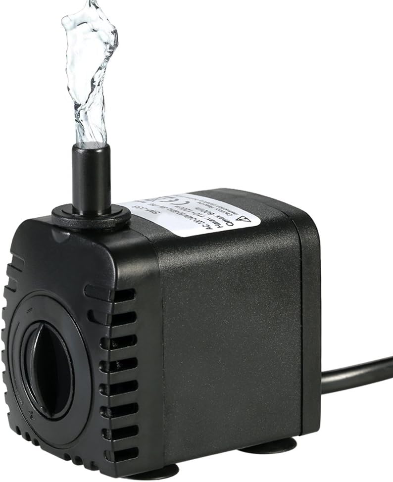 Fesjoy 600L/H 8W AC220-240V Submersible Water Pump with 2 Nozzles for Aquarium Tabletop Fountains Pond Water Gardens and Hydroponic Systems