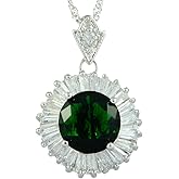 RIZILIA Pendant with 18" Chain & Round Cut CZ [4 Colors available] in White Gold Plated, Simple Modern Elegant