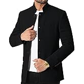 AIFARLD Mens Casual Blazer Stand Collar Tweed Suit Jackets Sport Coats Business Coats Lightweight Fashion