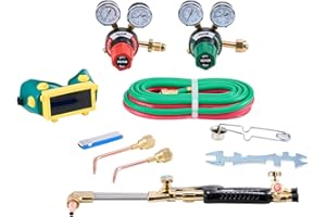 VEVOR Oxygen Acetylene Torch Kit, Gas Welding Cutting Torch Kit, 12PCS Oxy Acetylene Brazing Tool Set with 177 inches Twin-Ho