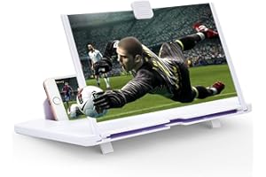 12 Inch White Phone Screen Magnifier Best Thin Foldable Mobile Phone Stand with 3D Magnifying Screen Projector for Movie Cell