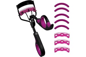 Eyelash Curlers with Comb IMMER LIEBEN Lash Curler with 5 Replacement Refills, 3 Combs, 10 Seconds Curl and Lifted Lashes Black and Purple