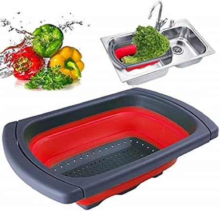 Escorredor Retrátil Silicone Verdura Massas Macarrão Vapor