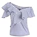 AOMEI Summer Blue Striped Blouse Shirts For Women