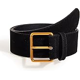 XMQBIEE Women Wide Chunky Belts for Jeans Pants Dresses, Thick Black Brown Leather with Gold Silver Buckle