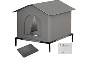 Outdoor Cat House Weatherproof - Insulated Winter Cat Shelter with Waterproof Roof, Raised Floor & Mat for, Stray Cats - Warm
