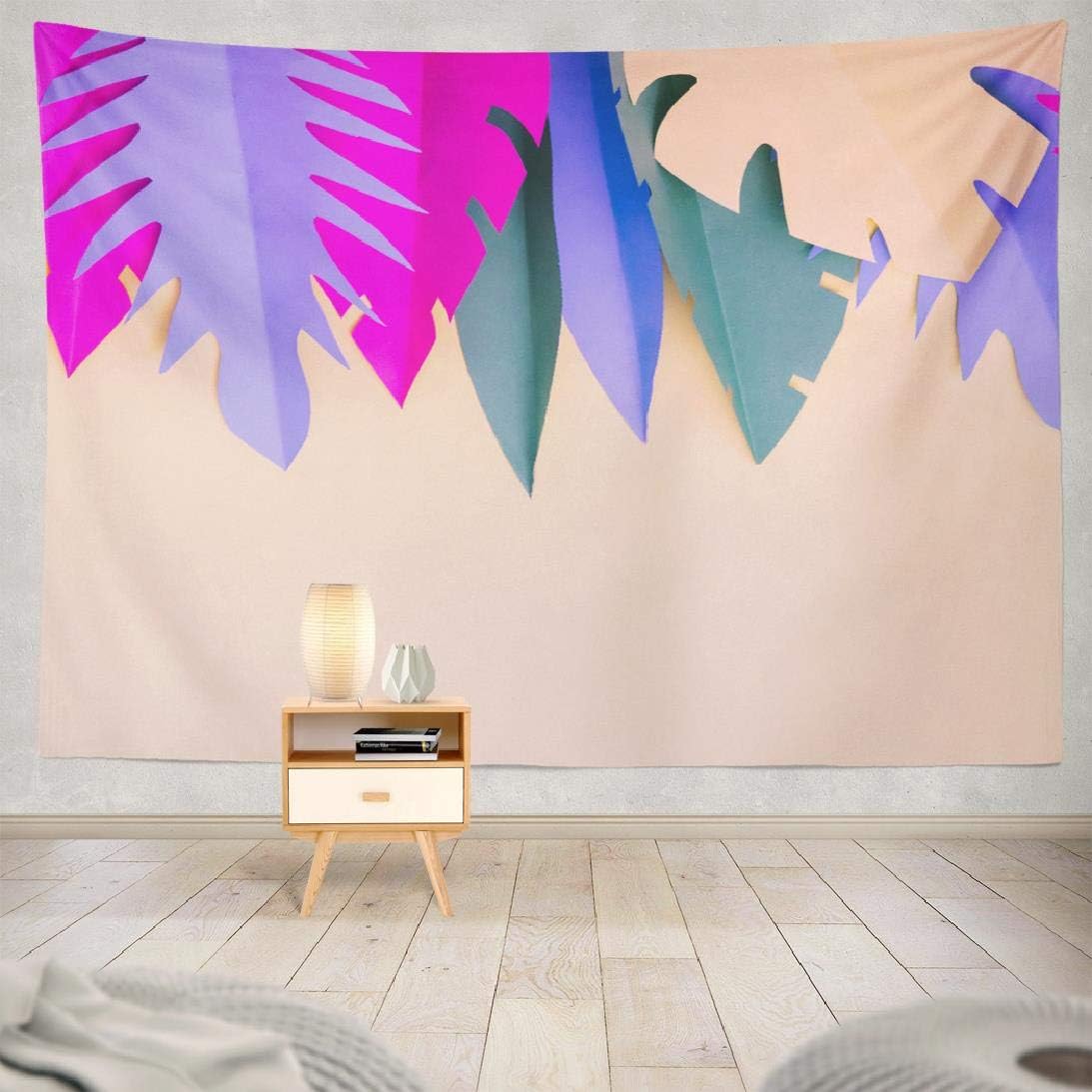 WAYATO Summer Psychedelic Wall Hanging Tapestry, 80X60 Inches Colorful Tropical Palm Leaves Made Bright Pink Summer Wall Tapestry for Home Decorations Bedroom Dorm Decor