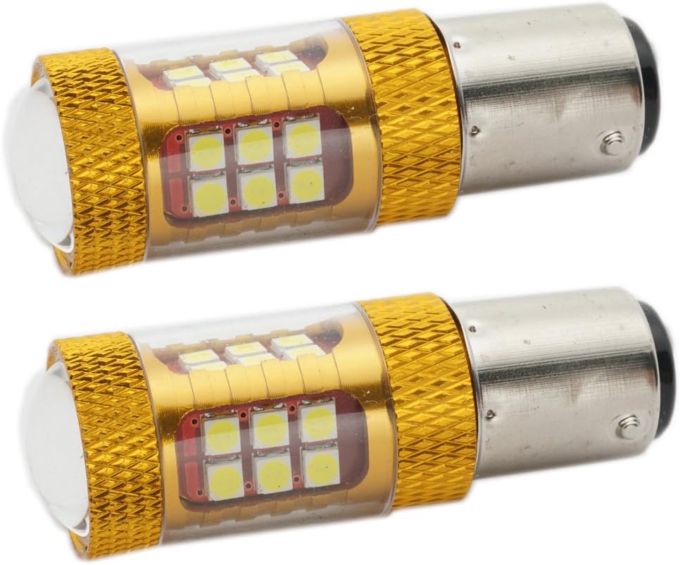 COB 12V 24V 1157 Switchback p21/5w LED Bulb Bay15D Socket Projector Car Reverse Light Turn Singal Light Brake Lights 28-SMD Xenon White 6000K for SUV RV Van Truck (pack of 2)