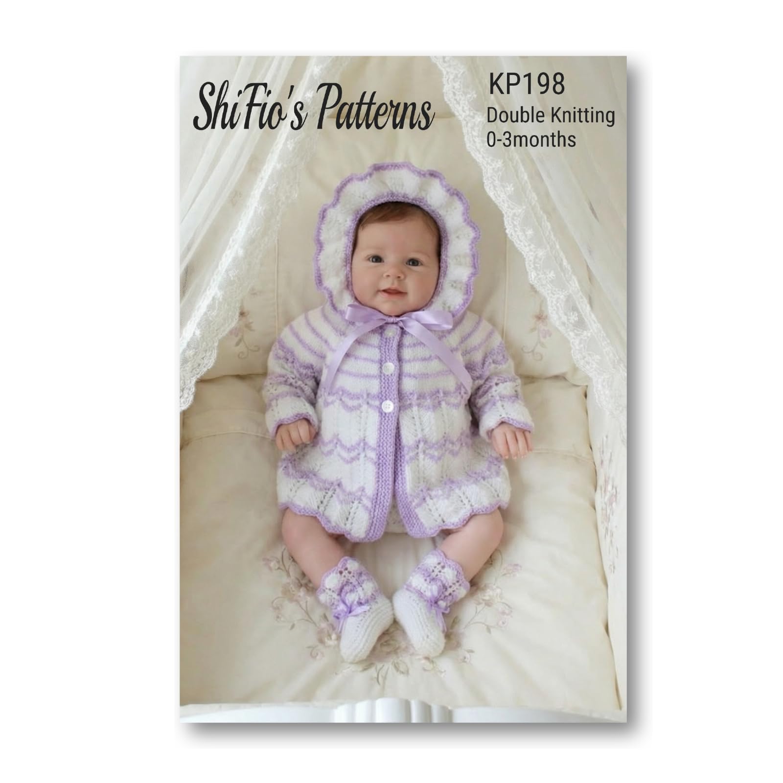 Paper Baby Knitting Pattern – Matinee Coat, Bonnet & Bootees Set | 0–3 Months | DK Yarn | Shifio’s Pattern KP198
