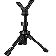 HUNTPAL Portable Shooting Tripod Rapid Shooting Stick Gun Rifle Rest for Table Bench Shooting Range, Aluminum Compact Shooting Stand with Height Adjustment Center Column & Removable 360° Rotate V Yoke