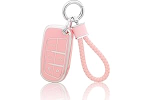 YO&YOYE for Jeep Key Fob Cover with Keychain, Pink Soft TPU Key Case Protection Fit for Jeep Grand Cherokee Renegade Wrangler Patriot Grand Commander