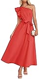 ZESICA Women's 2025 Summer One Shoulder Ruffle
