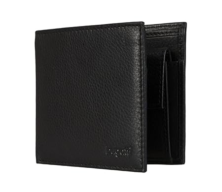 bugatti Herren Portmonee aus Echt Leder im Querformat, Schwarze Geldbörse für Männer - Schwarz 1629