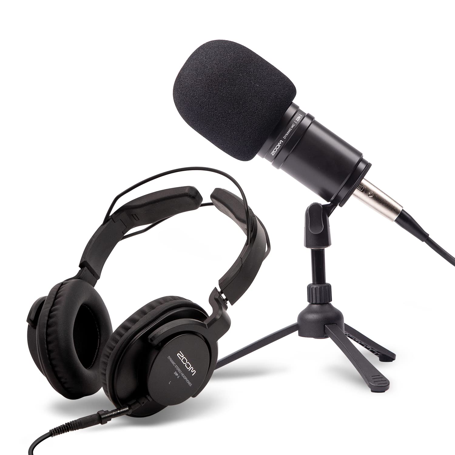 Zoom ZDM-1 PMP Podcast Set, dynamic microphone, headphones, cable, tripod, windscreen for professional recordings, ideal for podcasting & streaming