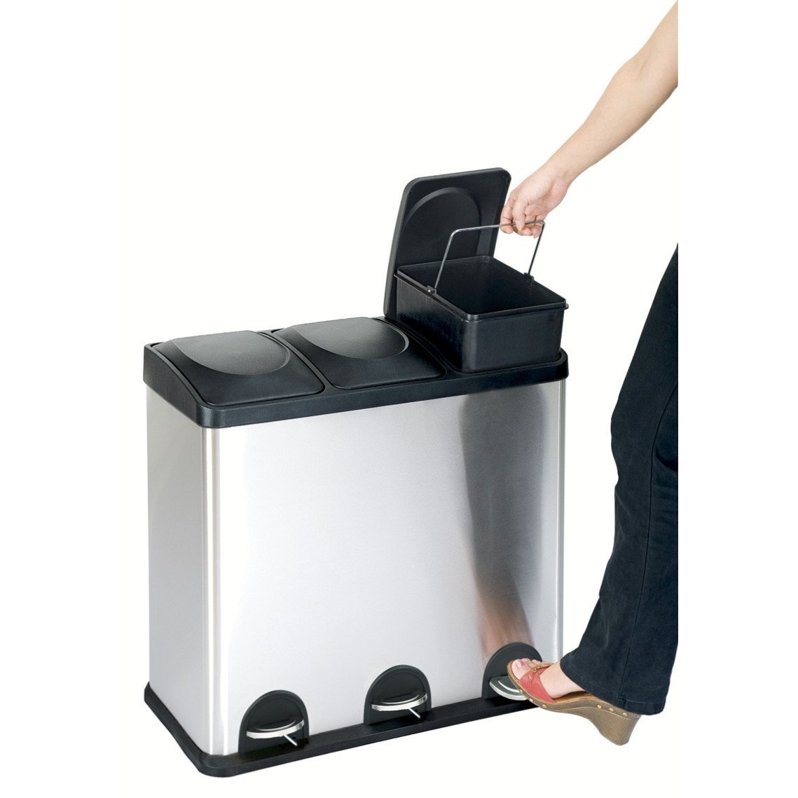 The Step N' Sort 16Gal. Stainless Steel Trash and