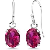 Gem Stone King 7X5MM Oval Gemstone Birthstone French Wire Dangle Hook Earrings For Women | 925 Sterling Silver | Fine Jewelry Gifts for Her Mom Women Wife