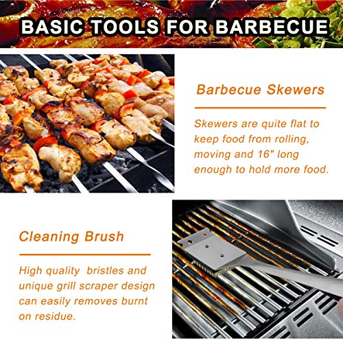 POLIGO 19PCS BBQ Grill Tools Set Extra Thick Stainless Steel Barbecue Grilling Accessories Set with Aluminum Case for Christmas Birthday Gifts - Outdoor Grill Utensil Kit Ideal Presents for Dad Men