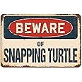 Beware of Snapping Turtle Rustic Sign | Rustic, Distressed Vintage Look | Choose from: Aluminum, Rigid Plastic or Decal Sticker | Indoor/Outdoor | Funny Home Décor for Garages, Living Rooms, Bedrooms