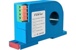 FEARLIE AC Current Transmitter,Hall DC Sensor,Output to PLC or Instrument,High Precision Perforated Sensing Current 0-5V-420mA