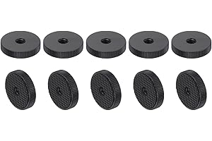 uxcell 10Pcs Flat Knurled Nut - 1/4"-20 x 1" x 0.26" Thumb Nuts Lock Adjusting Nuts, Aluminum Alloy Female Thumb Wheel Lock Nut, Black