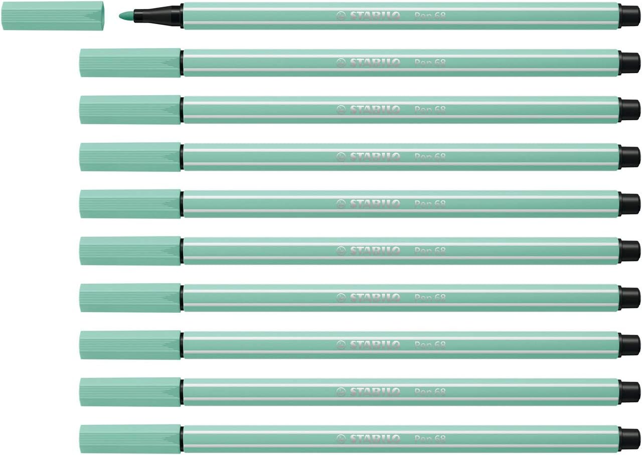 STABILO Pen 68 - Premium Fibre-Tip Pen - Pack of 10 - Eucalyptus, 1 count (Pack of 10)