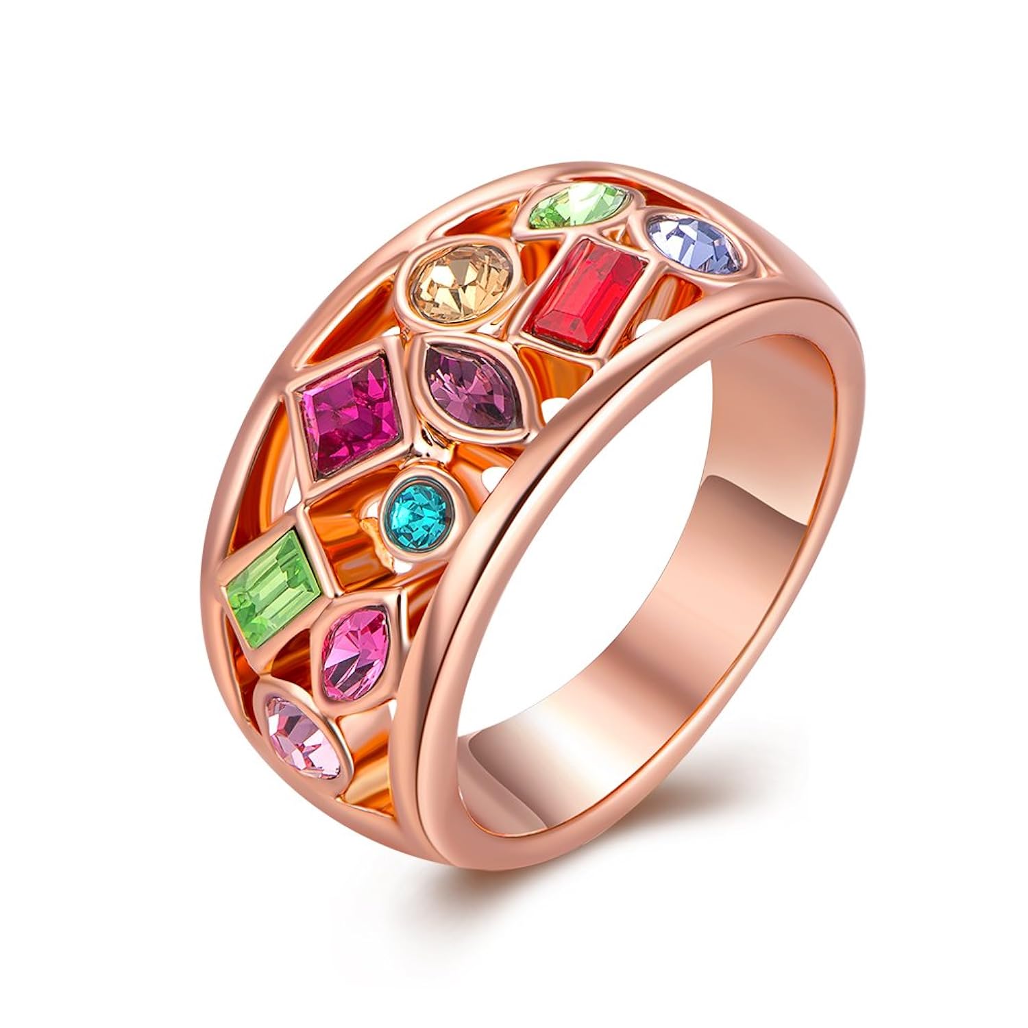 YOURSFS ANILLOS PARA MUEJR CHAPADO EN ORO ROSA MULTICOLORES ZIRCON