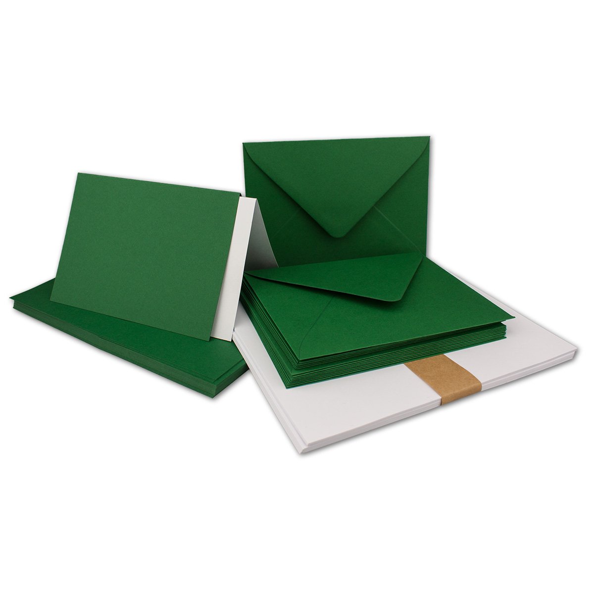 Folded cards, DIN A6 – C6, wet sealing, with inlay 25 Karten-Sets dark green