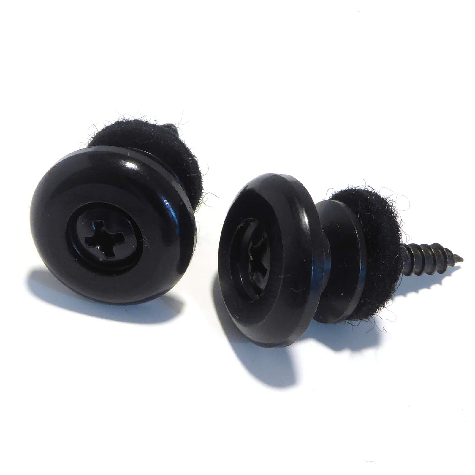 Pair of Large Black 17mm Diameter Guitar Strap pins/Buttons