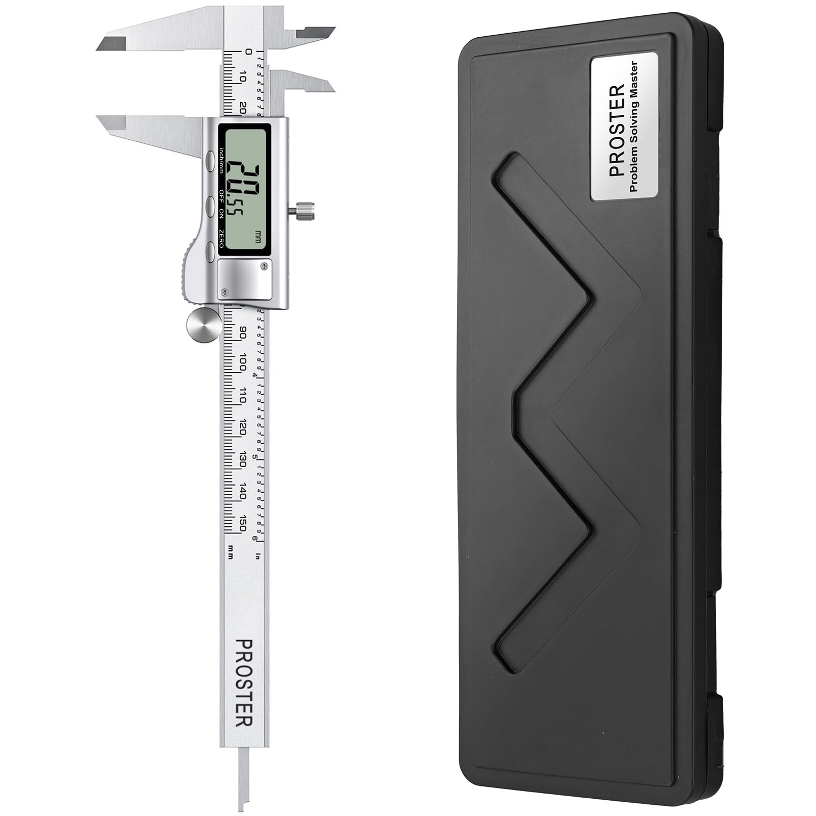 Proster Vernier Calipers 6 Inch/150 mm Digital Caliper Fractions/Inch/Metric Calipers Measuring Tool Stainless Steel Body/Silver Extra Large LCD Screen Auto Off Featured Measuring Tool