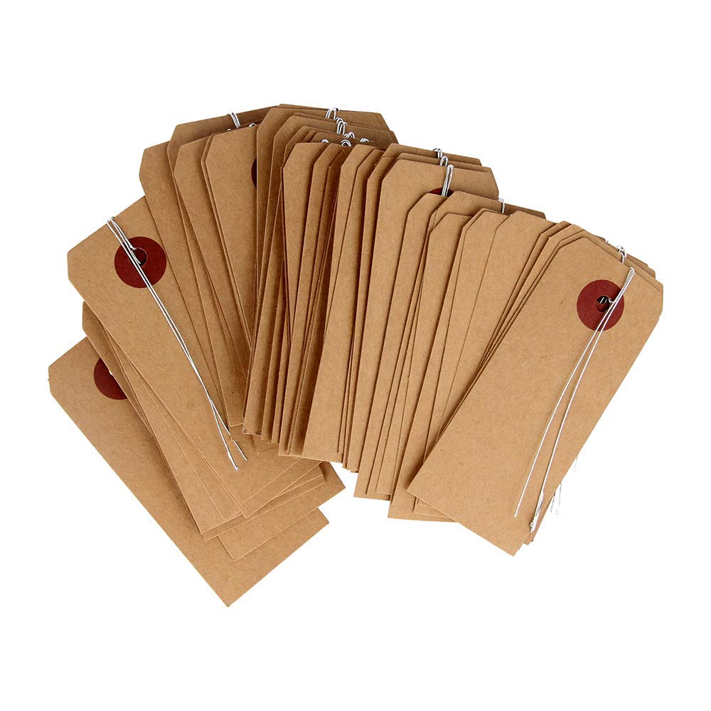 Artemio 50-Piece Craft Labels with Metal Wire, Brown