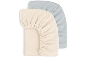 Susurration Muslin Crib Sheets 100% Cotton Baby Crib Sheets Fitted Standard Crib Mattress, Soft & Breathable Baby Sheets for 