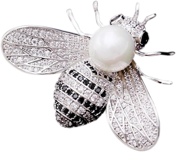 SHANLIHUA Flower Brooch Pins for Womens Ladies Shell Pearl Safety pin Accessories White Gold