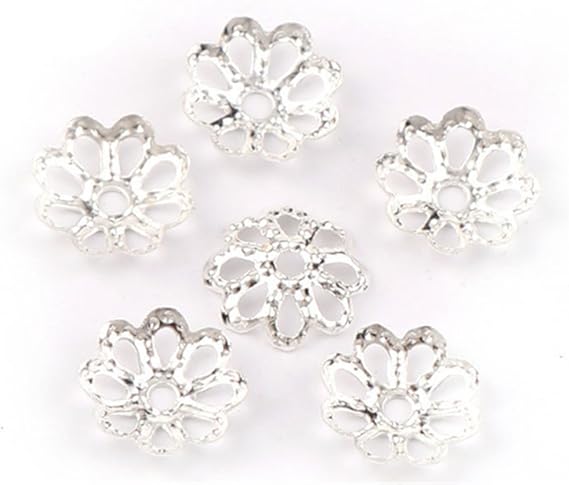 Amazon 花座 座金パーツ ゴールド 鉄メッキ 約500個 アクセサリー メタルパーツ ハンドメイド 手作り 部品 材料 チャーム ビーズ 8mm 銀 デコ素材 通販