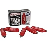 Chef Master N2O Whipped Cream Chargers (10 Pack) – Nitrous Oxide Cartridges for Whipped Cream Food Prep – Food Safe Low Carbo