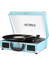 Innovative Technology VSC-550BT-TQ Victrola Vintage 3-Speed Bluetooth Suitcase Turntable with Speakers, Turquoise