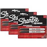 Sharpie Extreme Permanent Markers, Fine Point, Black, Fade &amp; UV Resistant, Quick-Drying, Marks Plastic Glass &amp; Wood, 6 Count