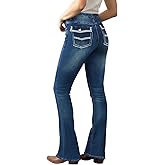 Madrirdma Bootcut Jeans for Women Mid Rise Straight Leg Curvy Stretchy Jeans Tummy Control Denim Trendy Pants