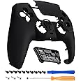 eXtremeRate Luna Redesigned Black Front Shell Touchpad Compatible with ps5 Controller BDM-010 020 BDM-030 040 050, DIY Replacement Faceplate Custom Touch Pad Cover Compatible with ps5 Controller