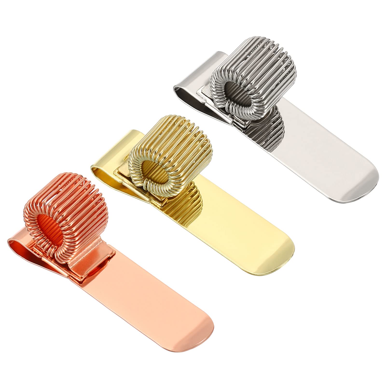PATIKIL Pen Holder Clips, 3Pcs Metal Horizontal Portable Single Spring Loop Pencil Organizer for Office Business Pocket Notebook Clipboard, Multicolor