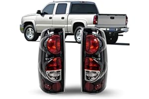 CPW Tail Lights For Chevy Chevrolet Silverado 1999 2000 2001 2002 2003 2004 2005 2006 2007 1500/2500/3500 GMC Sierra 1999-2003 Taillights Assembly Pickup Brake Rear Lamps Glossy Black/Clear