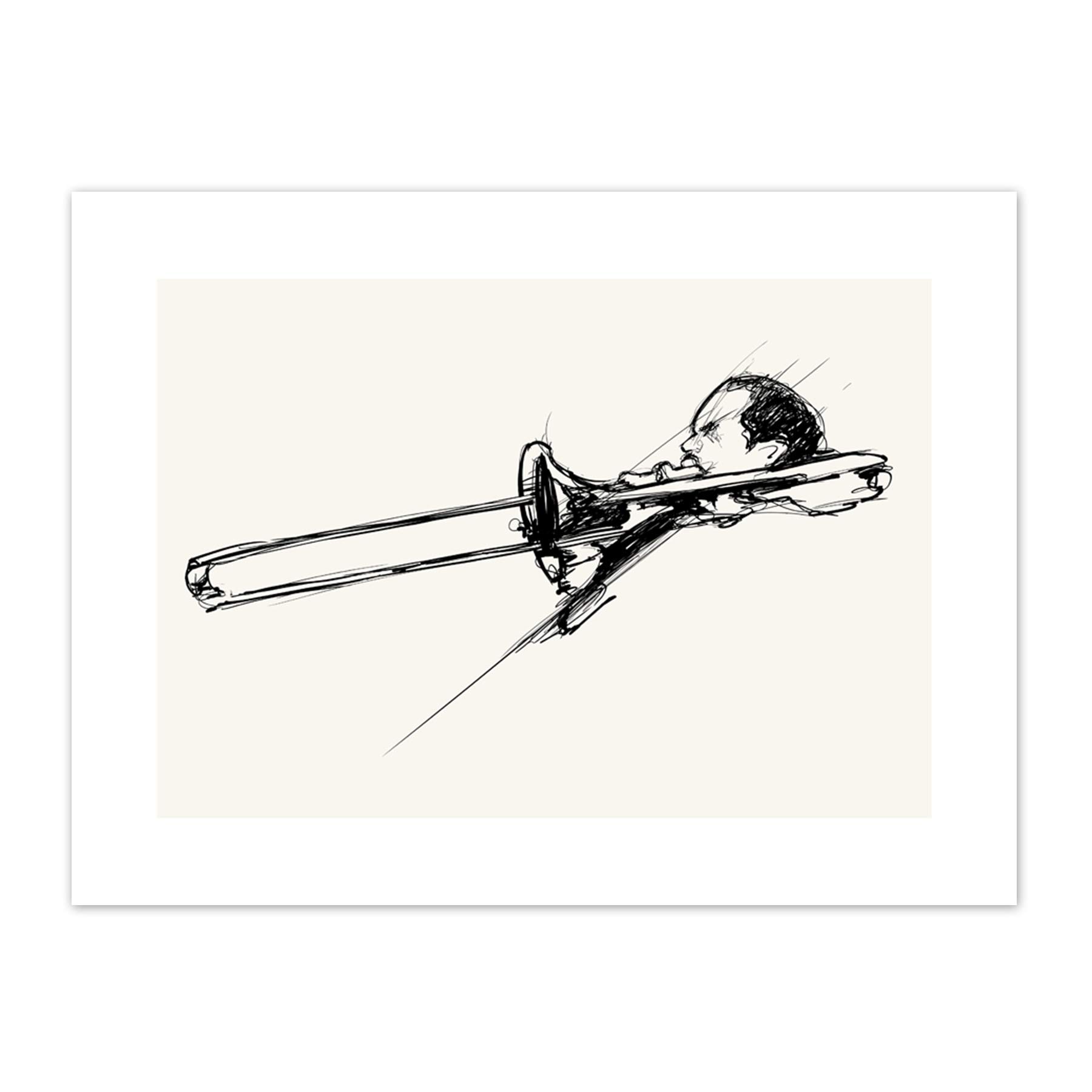 Wee Blue Coo Musician Trombone Player Art Print Canvas Premium Wall Decor Poster