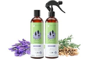 kin+kind Flea and Tick Spray and Shampoo Kit- Shampoo and Spray Set- Shampoo for Dogs, Spray for Dogs- for Tick and Flea Control Shampoo and Repel Spray- Lavender, 12 oz Each