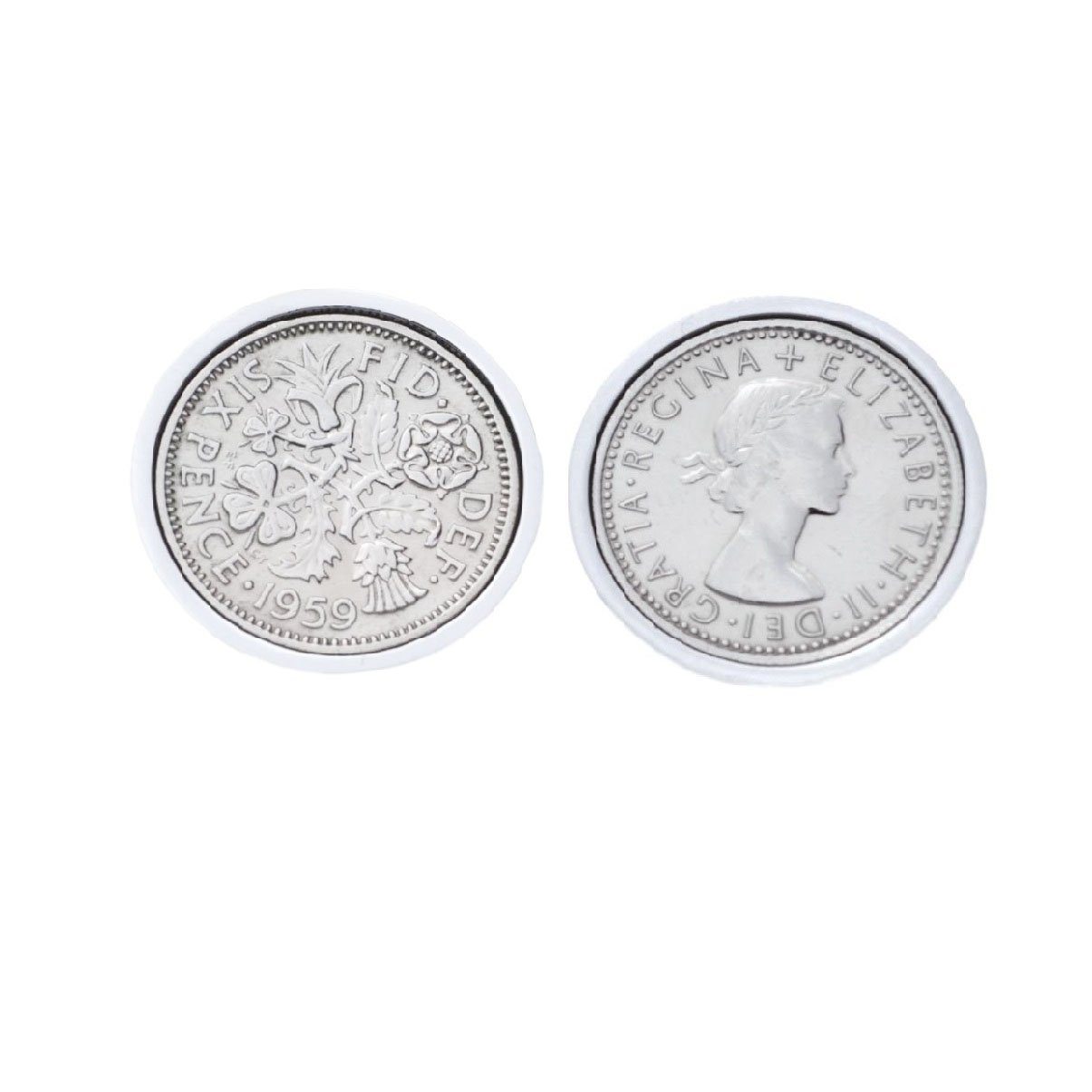 Polished Sixpence Cufflinks | 1959 Anniversary 1959 Coins 67th Birthday