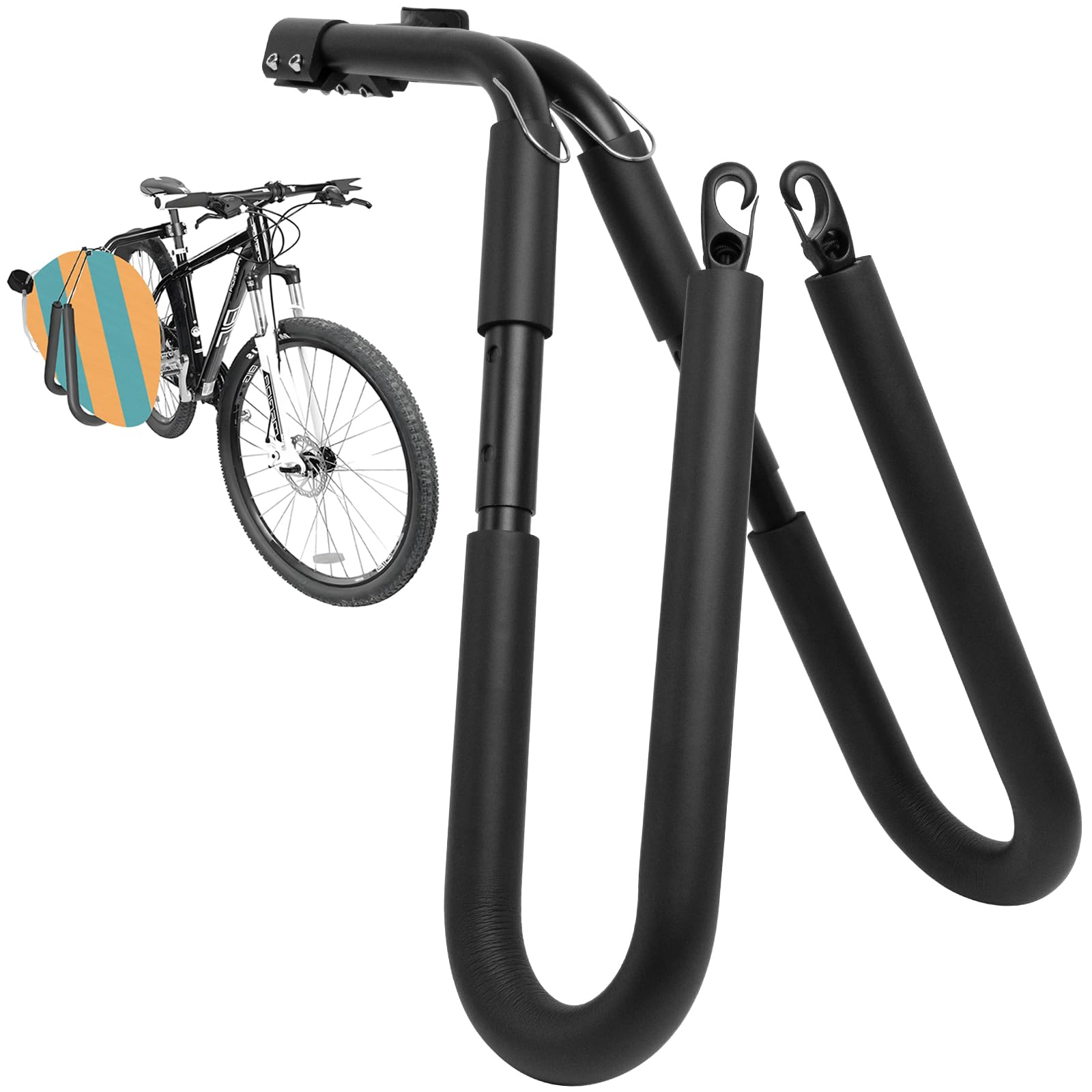 Photo 1 of Surfboard Bike Rack, Adjustable Bike Surfboard Carrier Bracket, Compatible with Short Boards, Boogie Boards, Snowboards