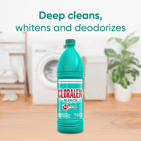 CLORALEN HOUSEHOLD CLEANING LIQUID BLEACH – 32.12 FL OZ – 3-IN-1 MULTIPURPOSE CLEANER FOR LAUNDRY, BATHROOM & KITCHEN – DEODORIZES, WHITENS & DEEP CLEANS