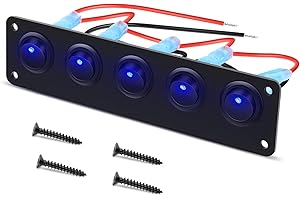 Nilight 5 Gang 3 Pin Rocker Switch Panel Waterproof On-Off Toggle Switches for Car Vehicle Trailer Truck SUV Marine Boat RV Ship 12V/24V 20A