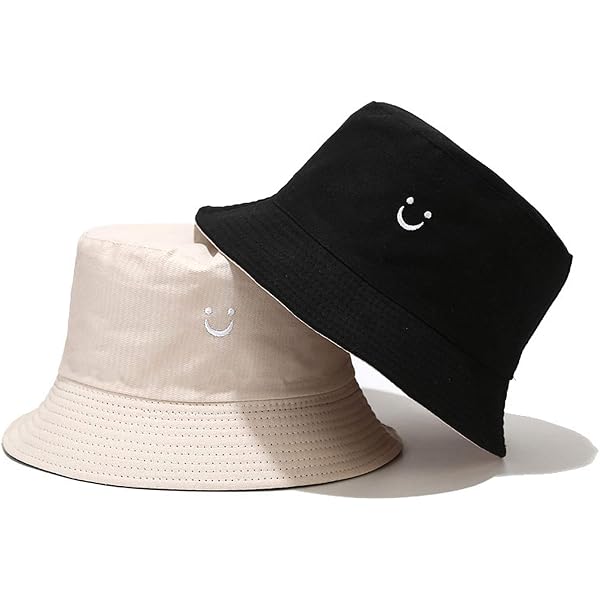 YAMEIZE Estilo Retro 80s Sombrero de Pescador de Verano - para Mujeres Hombres Adolescentes Vintage Reversible de Doble Cara para el Sol al Aire Libre