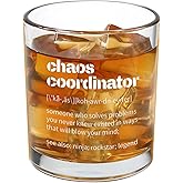 Jogskeor Chaos Coordinator Whiskey Glass 10oz, Coworker Gifts for Men, Funny Thank You Chaos Coordinator Fathers Day Birthday Christmas Gifts for Coworker Boss Manager Teacher