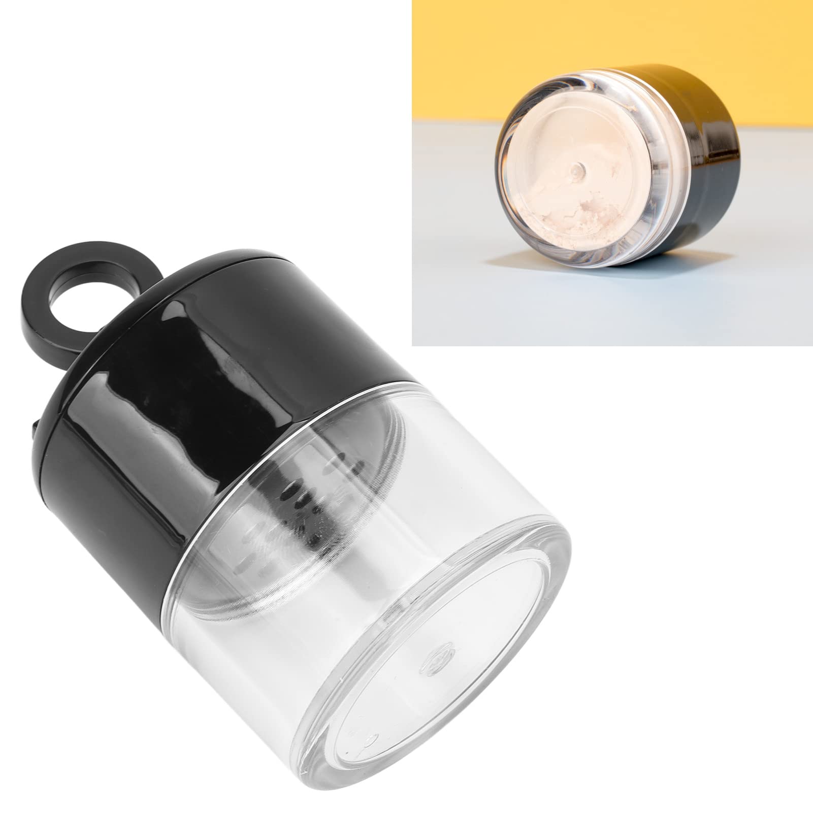 ZJchao Loose Powder Empty Empty Powder Case, Empty Box Empty 10G/0.34Oz Black Mini Empty Refillable Loose Powder Box with Powder Puff and Sifter DIY Cosmetic Foundation Powder Case